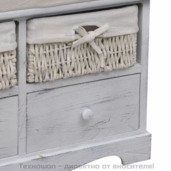 Пейка за съхранение, бяла, 62x33x42 см, дърво от пауловния