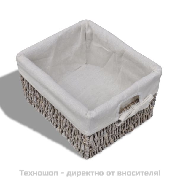 Дървен шкаф, 3 тъкани кошници отляво, кафяв