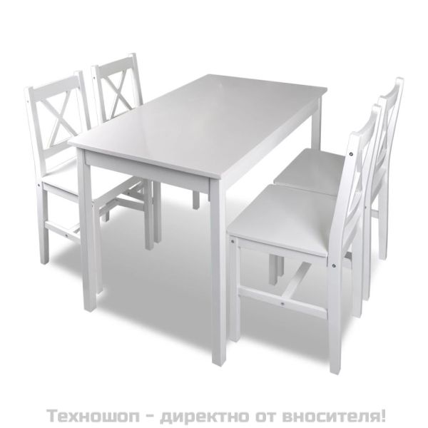 Трапезен комплект, 5 части, бял