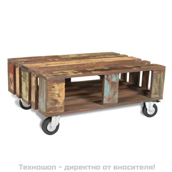 Холна маса от регенерирана дървесина, 4 колела