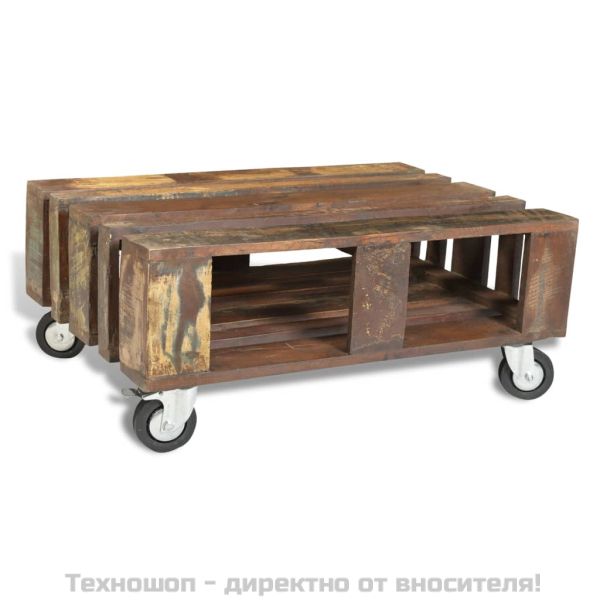 Холна маса от регенерирана дървесина, 4 колела