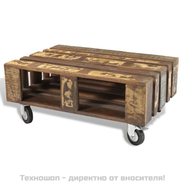 Холна маса от регенерирана дървесина, 4 колела