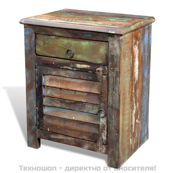 Шкаф/крайна маса с 1 чекмедже и врата, регенерирано дърво