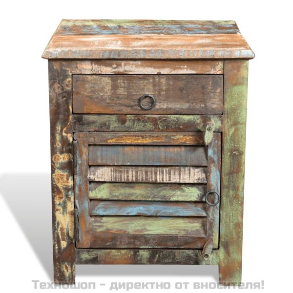 Шкаф/крайна маса с 1 чекмедже и врата, регенерирано дърво