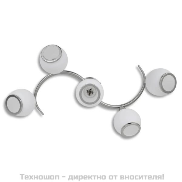 Лампа за таван с 5 стъклени абажура на извита релса за крушки тип Е14