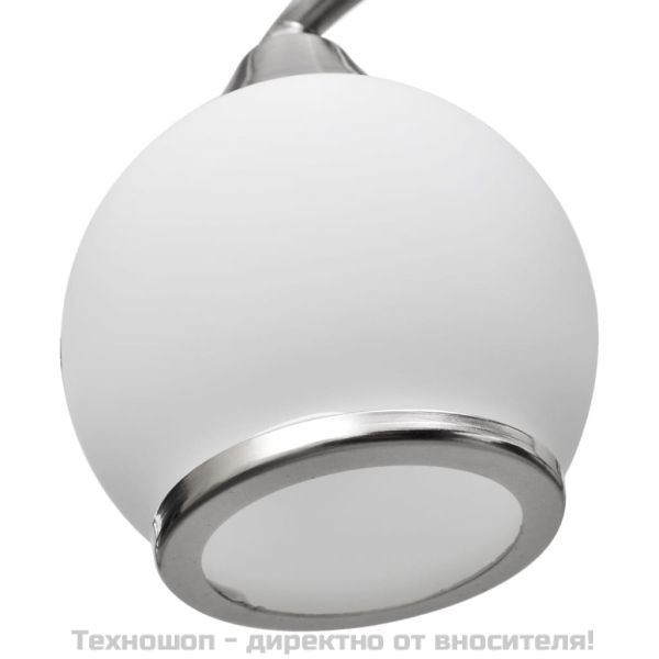 Лампа за таван с 5 стъклени абажура на извита релса за крушки тип Е14