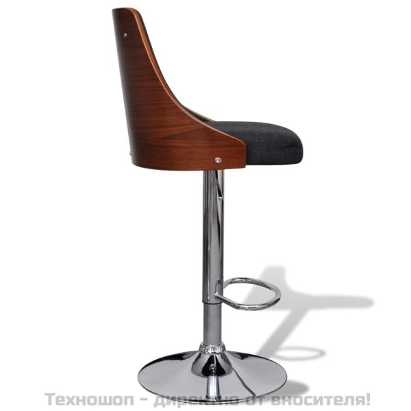 Бар табуретки, 2 бр, извито дърво и текстил