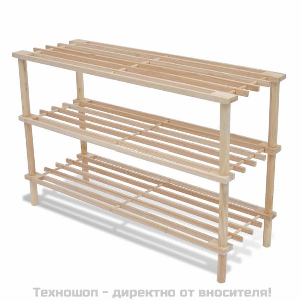 3-етажни рафтове за обувки 2 бр масивна ела