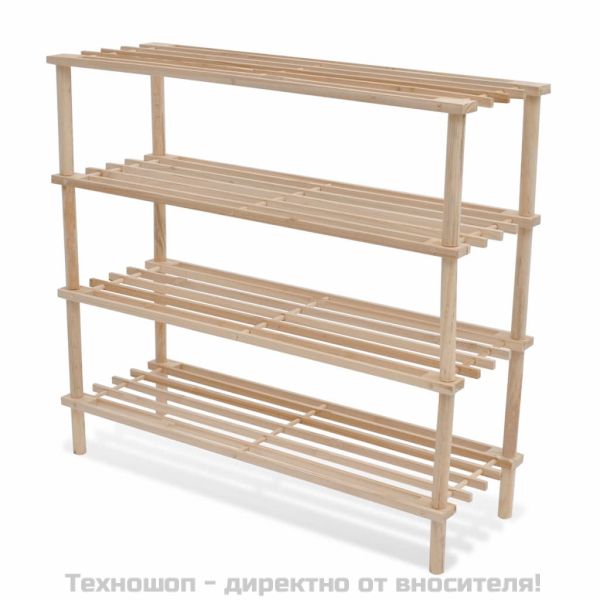 4-етажни рафтове за обувки 2 бр масивна ела