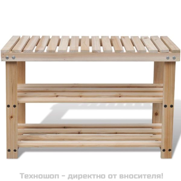 2-в-1 етажерка за обувки с пейка, ела масив