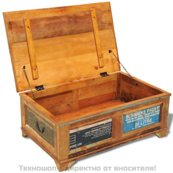 Ретро маса за кафе с място за съхранение, регенерирано дърво