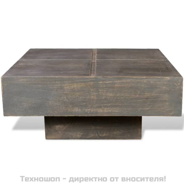 Маса за кафе, мангово дърво масив, квадратна, тъмнокафява