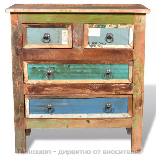 Шкаф от регенерирано дърво масив с 4 чекмеджета