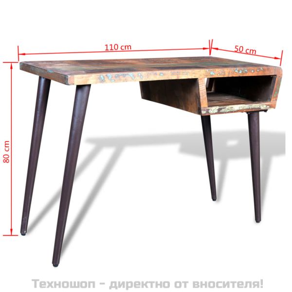 Регенерирано дървено бюро с железни крака