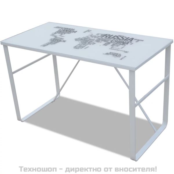 Правоъгълно бюро за дома и офиса с креативна карта на работния плот