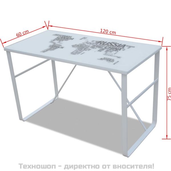 Правоъгълно бюро за дома и офиса с креативна карта на работния плот