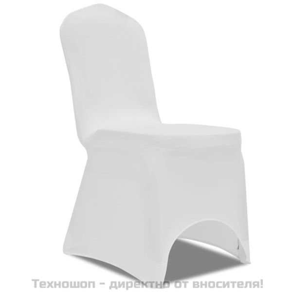 Еластични калъфи за столове, бели – 6 броя