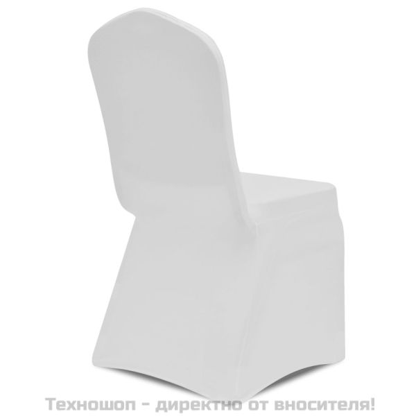 Еластични калъфи за столове, бели – 6 броя