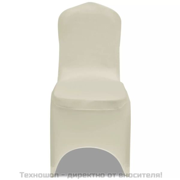 Еластични калъфи за столове, кремави – 6 броя