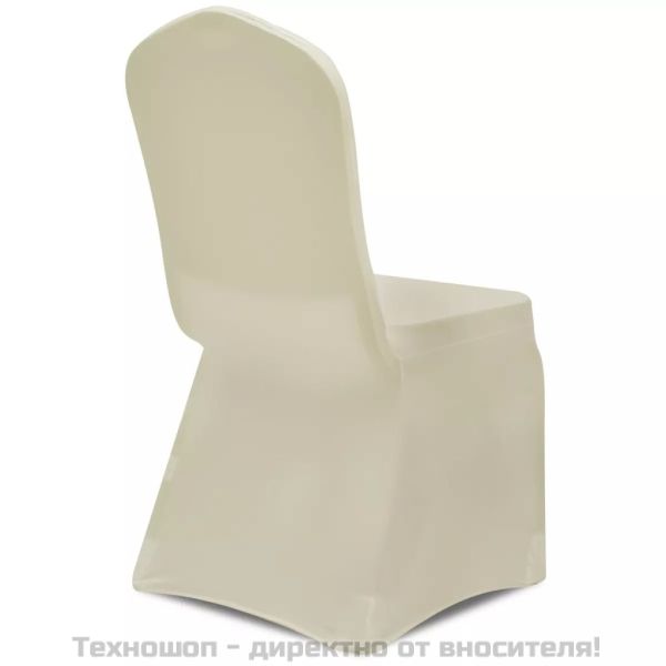 Еластични калъфи за столове, кремави – 6 броя