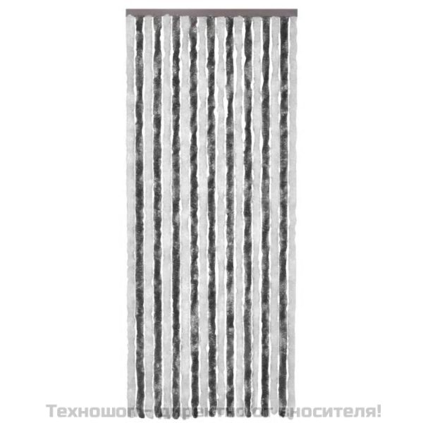 Завеса против насекоми, сиво и бяло, 90х220 см, шенил