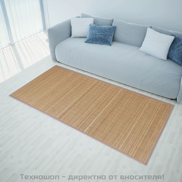 Правоъгълен кафяв бамбуков килим 80х300 см