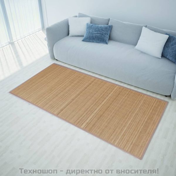 Правоъгълен кафяв бамбуков килим 120х180 см