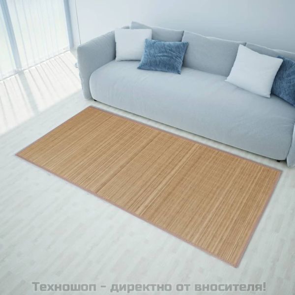 Правоъгълен кафяв бамбуков килим 150х200 см