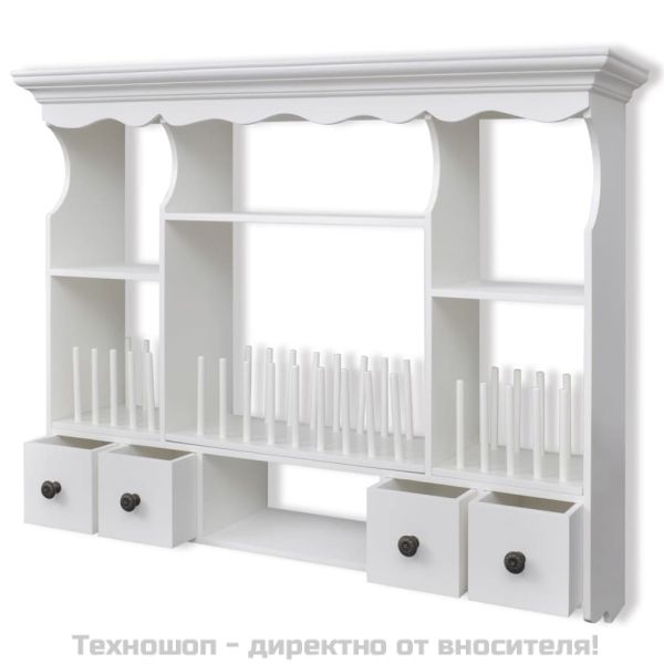 Дървен стенен кухненски шкаф, бял