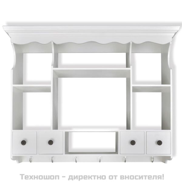 Дървен стенен кухненски шкаф, бял