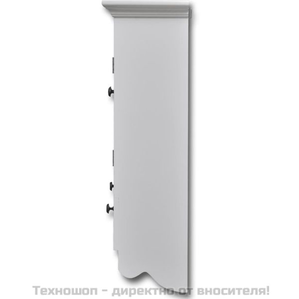 Дървен стенен кухненски шкаф със стъклена врата, бял