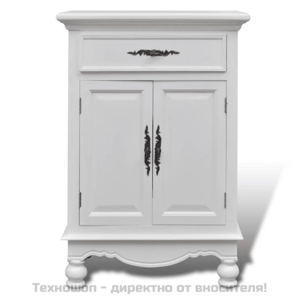 Дървен шкаф с 2 врати и 1 чекмедже, бял