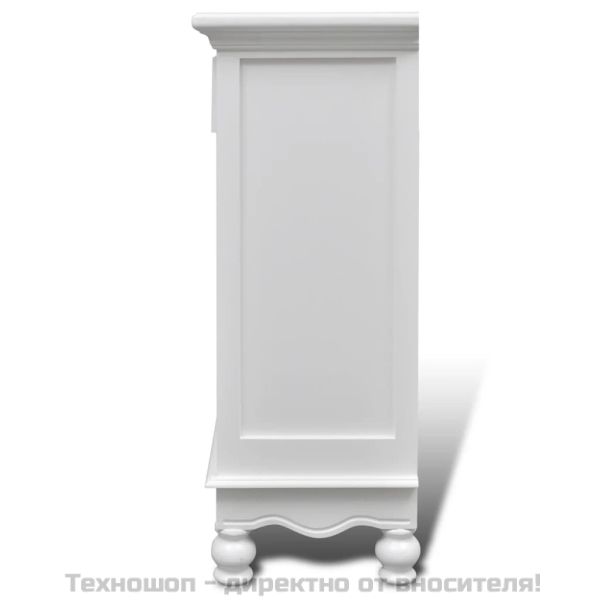 Дървен шкаф с 2 врати и 1 чекмедже, бял