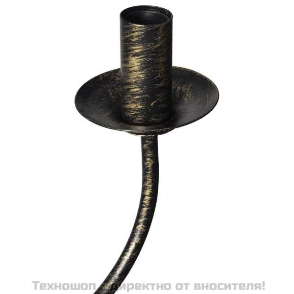 Елегантен метален полилей, цвят: антично черно, 8 x E14 крушки