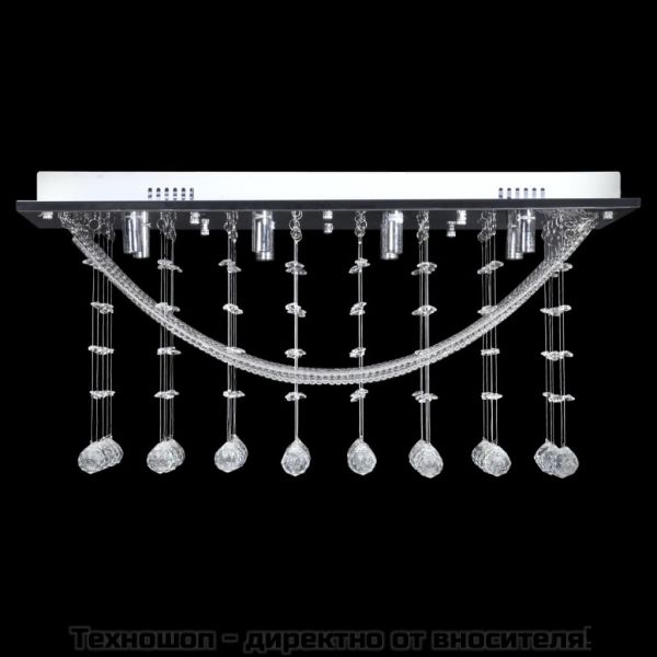 Бял полилей с блестящи стъклени кристали, 8 x G9, 29 см