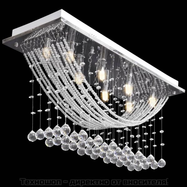 Бял полилей с блестящи стъклени кристали, 8 x G9, 29 см