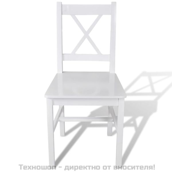 Трапезни столове, 2 бр, бели, борова дървесина