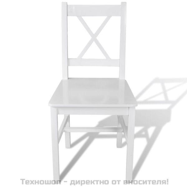 Трапезни столове, 4 бр, бели, борова дървесина