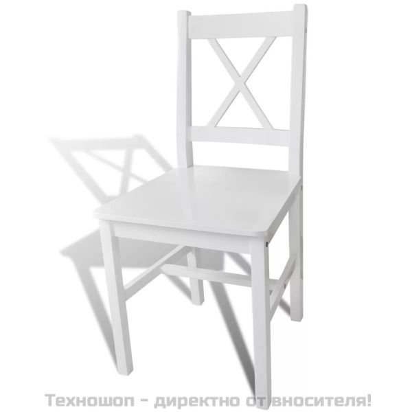 Трапезни столове, 4 бр, бели, борова дървесина