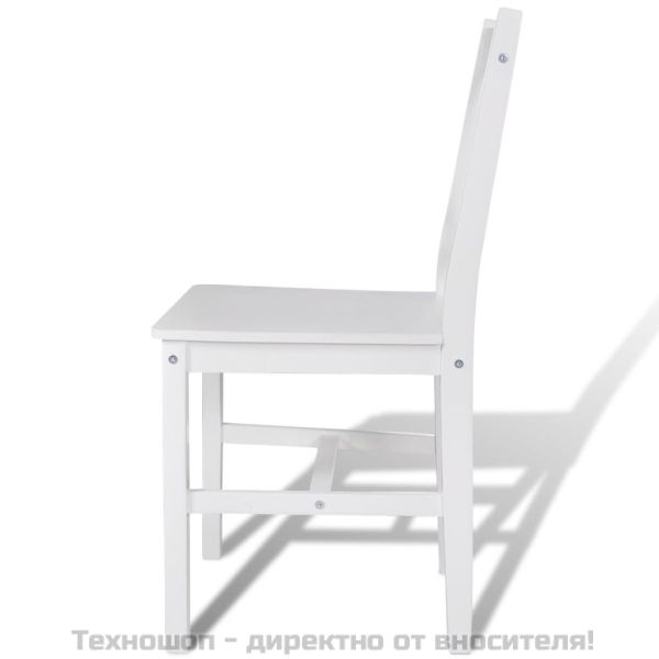 Трапезни столове, 4 бр, бели, борова дървесина