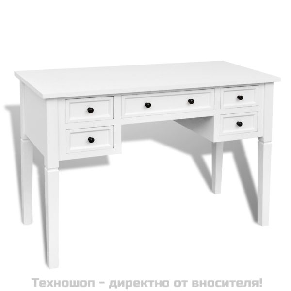 Бяло бюро за писане с 5 чекмеджета