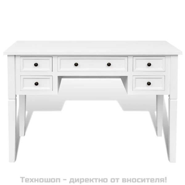 Бяло бюро за писане с 5 чекмеджета