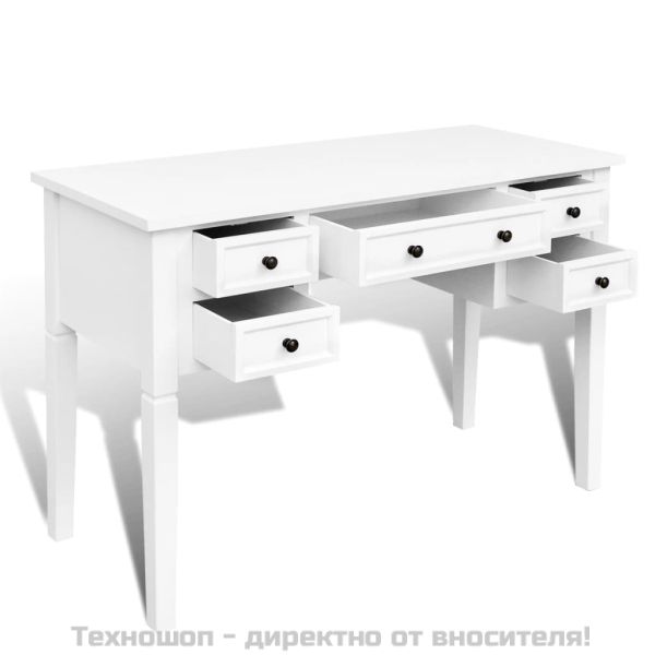 Бяло бюро за писане с 5 чекмеджета