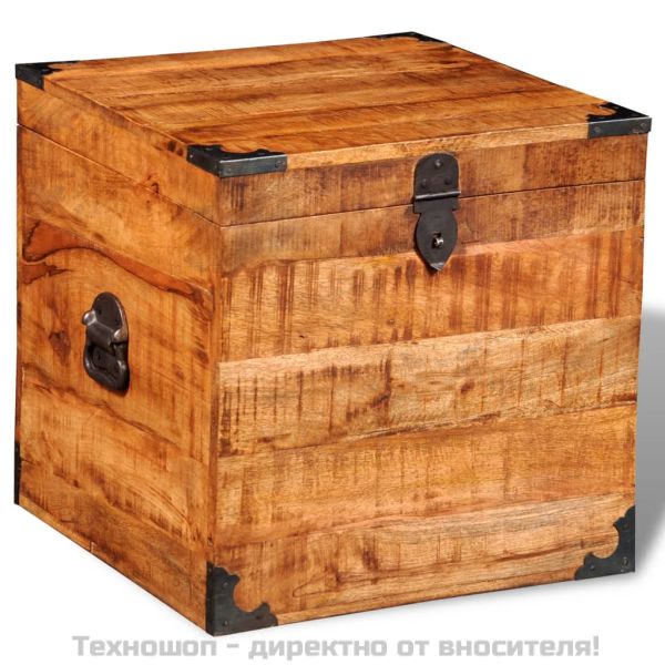 Кубичен сандък от необработено мангово дърво