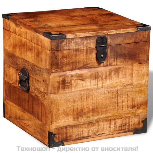 Кубичен сандък от необработено мангово дърво