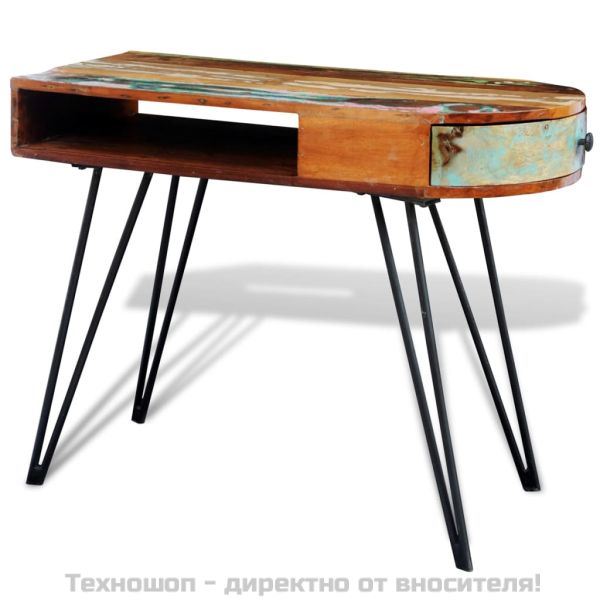 Бюро от регенерирано масивно дърво с железни крака