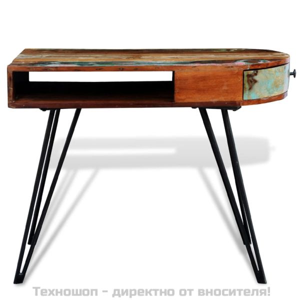 Бюро от регенерирано масивно дърво с железни крака
