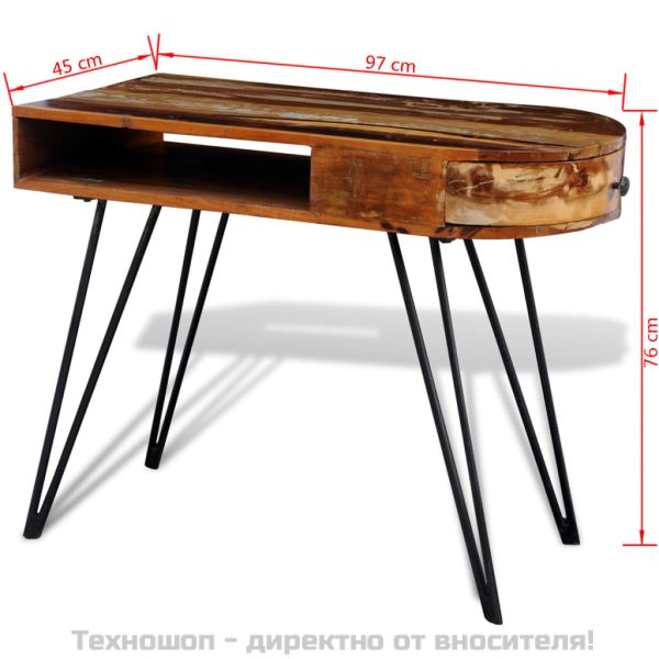 Бюро от регенерирано масивно дърво с железни крака