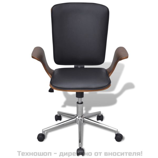 Въртящ се офис стол, огънато дърво, тапицерия изкуствена кожа