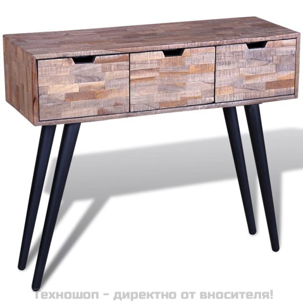 Конзолна маса с 3 чекмеджета, регенерирано тиково дърво